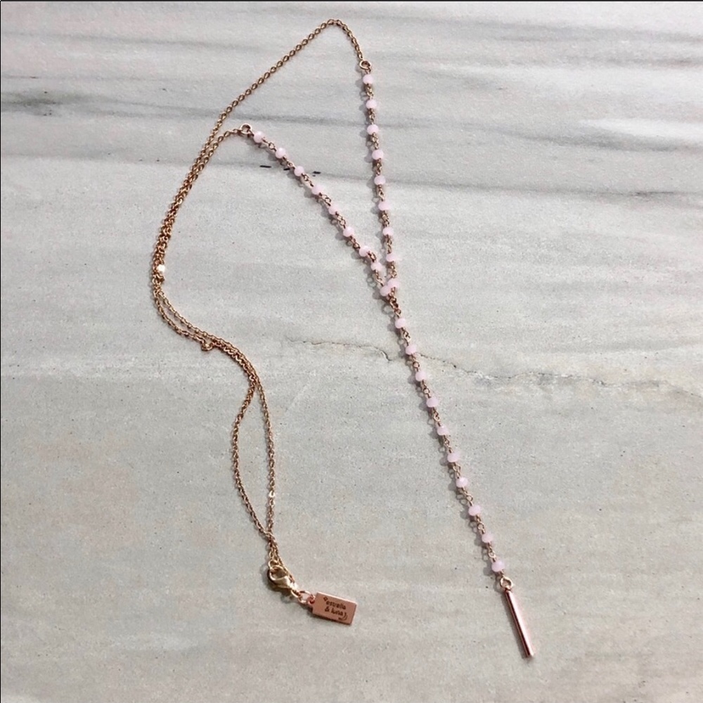 LAST ONE 14K Rose Gold Rosary Lariat Necklace